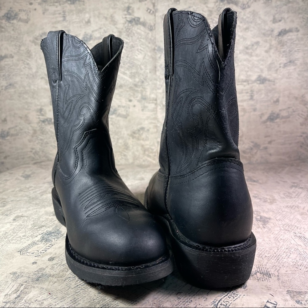 Durango Farm N Ranch Black Leather Western Cowboy Boots Work Boots